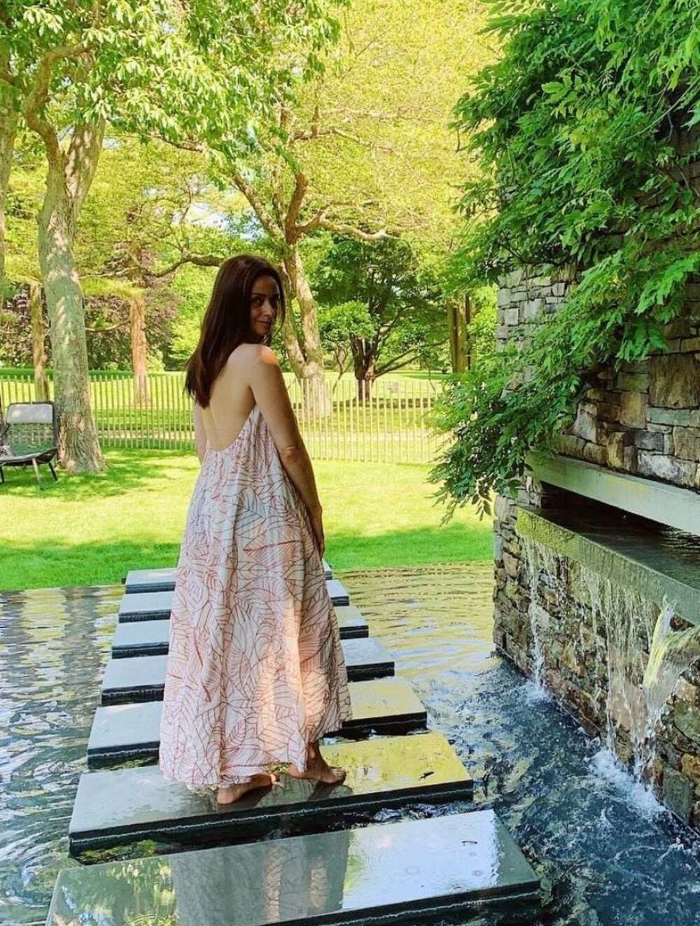 Lilka Anthropologie Embroidered Leaf Print Halter Maxi Dress XS/S